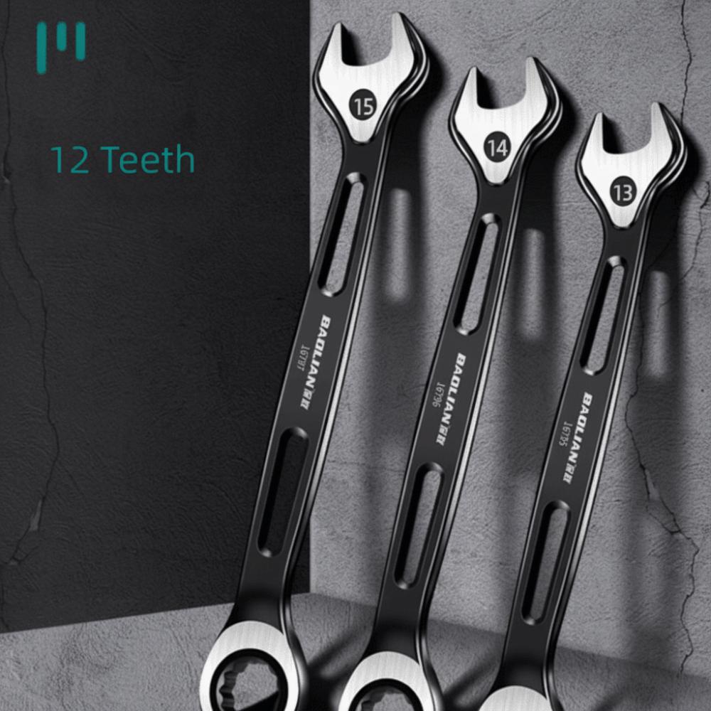 Durable 6-15mm Dual-purpose Wrench Anti Slip Labor-saving Combination Ratchet Wrench Spanner Hand Tool
