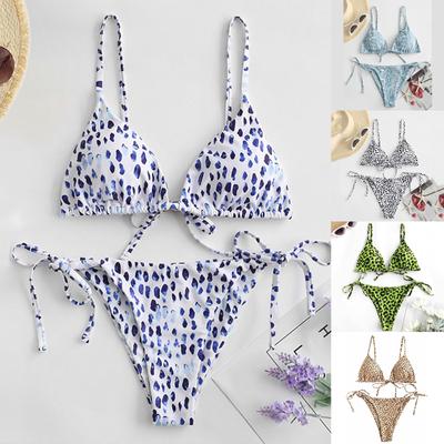 Women's Sexy Dot Print  High Cut Leg Bikini Set Two Piece Swimsuit