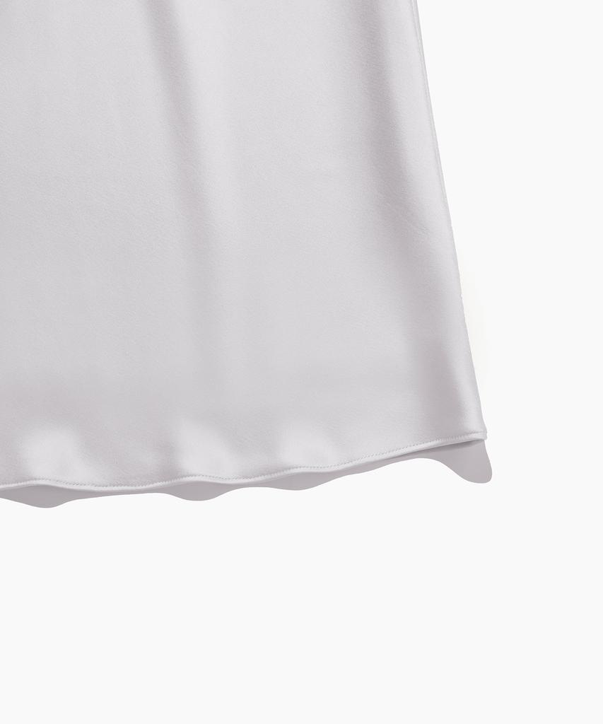 Tudment Satin Long Skirt_Light Gray