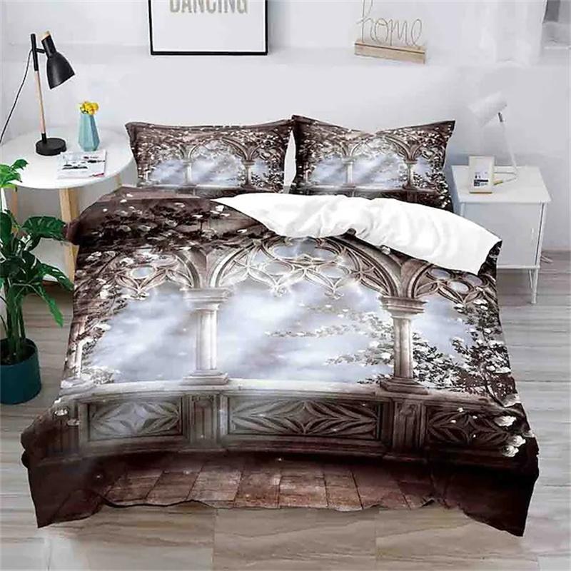 Blumen Bettbezug King Mikrofaser 3D Botanische Blüte Blumen Bettwäsche Set Luxus Geometrisch Schwan Bettdeckenbezug Für Mädchen Teenager