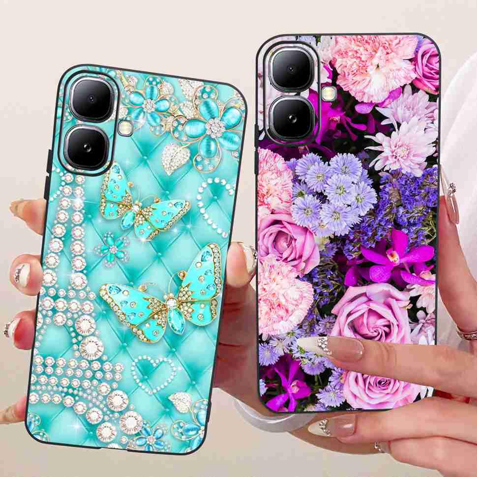For Infinix Smart 20 4G X6840 X6840B Case Cartoon Cat Dinosaur TPU Black Cover For  Infinix Smart20 smart 20 4G Phone Casing