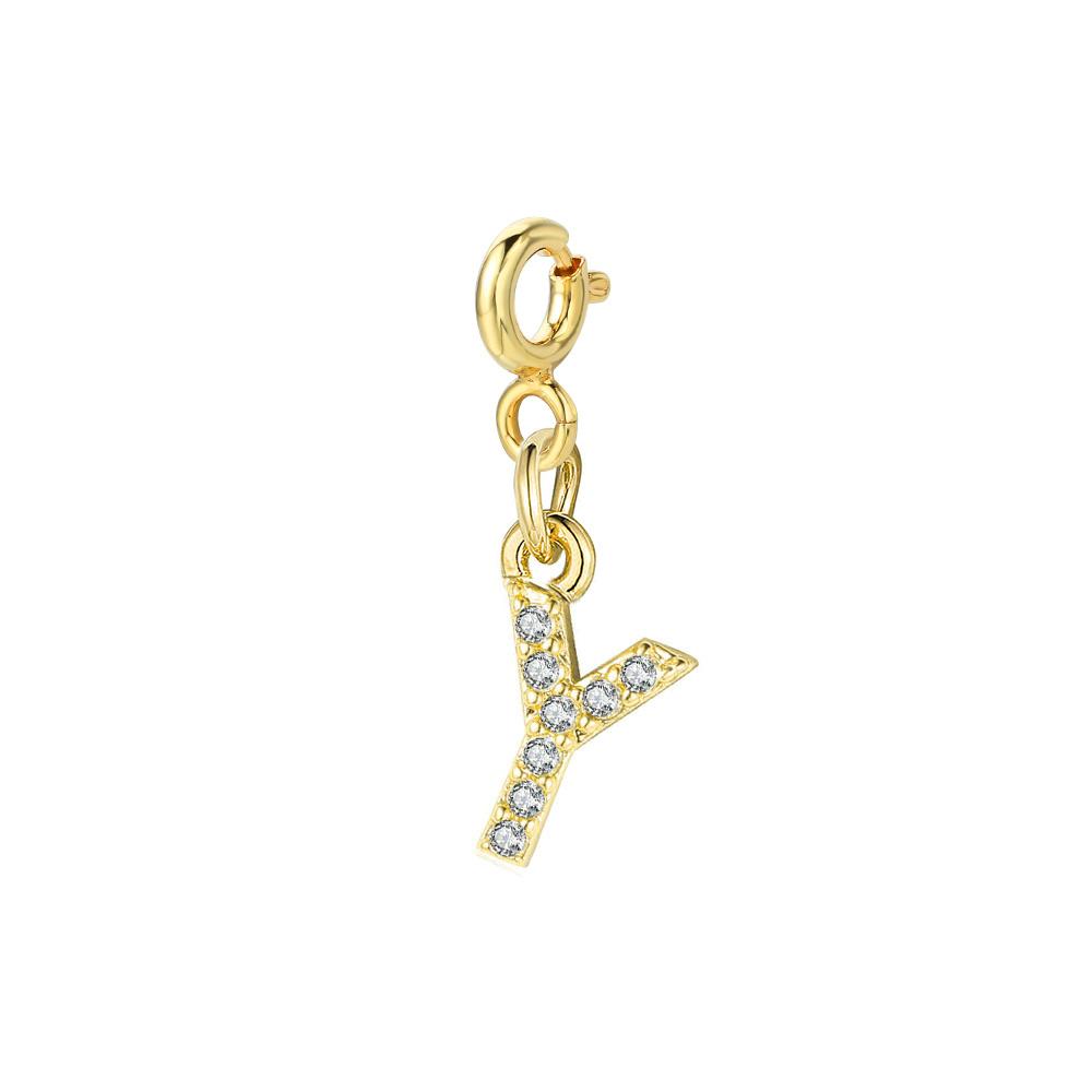 Trendy Gold Color Micro-inserts Zircon Alphabet Charm DIY Making Letter Pendant Necklace Bracelet Accessories Fashion Jewelry