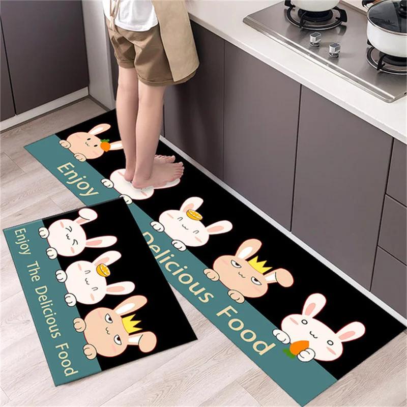 Cartoon Non-slip Soft Kitchen Mat Home Long Strip Kitchens Rug Set Entrance Doormat Washable Hallway Carpet Bath Living Room Rug