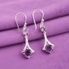 Natural Amethyst Gemstone 925 Sterling Silver Jewelry Zircon Hook Earrings 1.84" CZE-9-8