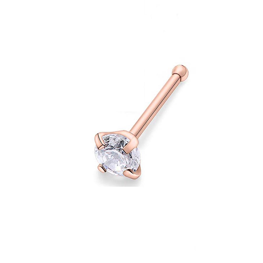 Multi-Color Zircon Stainless Steel S-Bar Nose Studs Jewelry