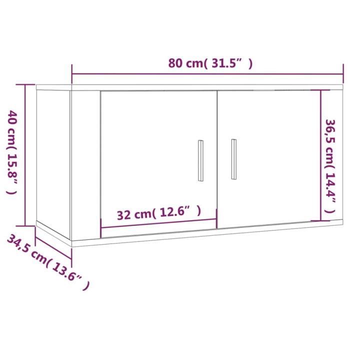 816629 vidaXL Wall-mounted TV Cabinet Smoked Oak 80x34.5x40 Cm