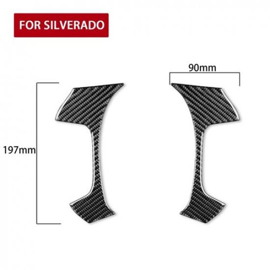 For Silverado Sierra 07-13 Carbon Fiber Dashboard Steering Wheel Cover Trim 3Pcs