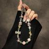 Pvc Crystal Flower Phone Strap With Keychain Holder For Women And Men
