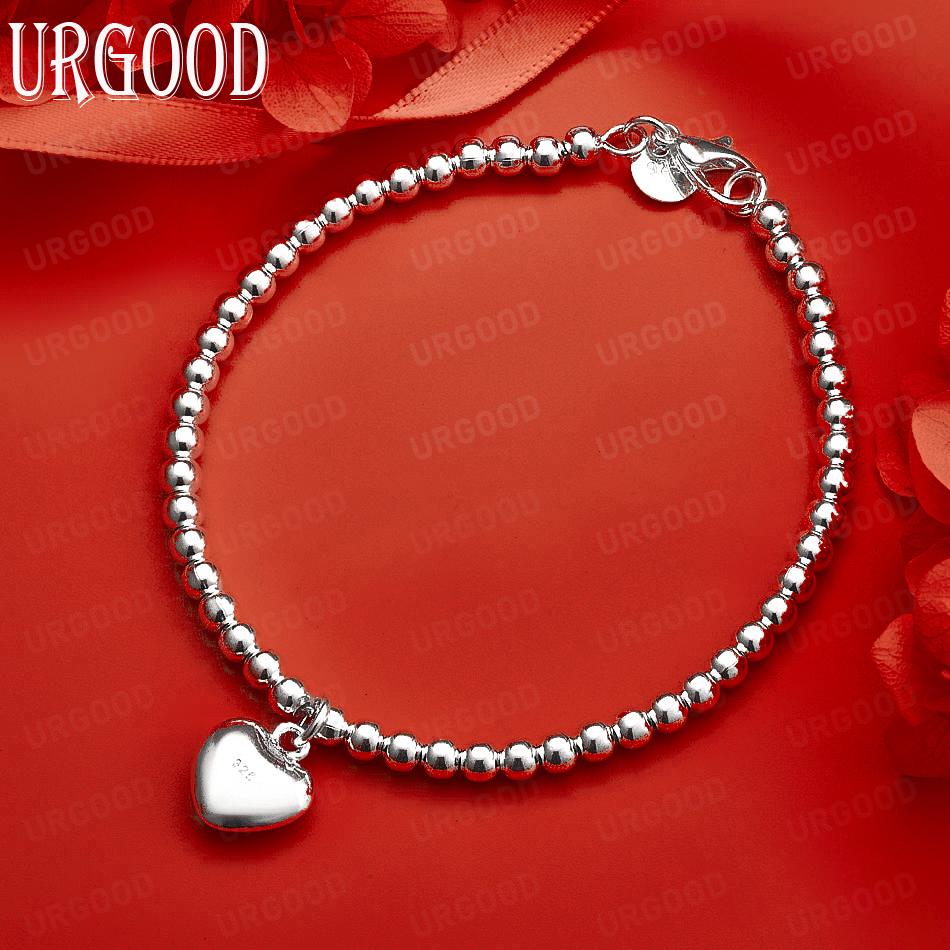 925 Sterling Silver 4mm Side Chain Elegant Bracelet Gift Jewelry 20CM