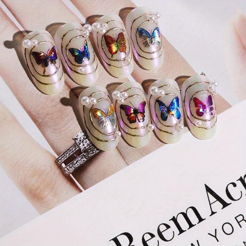 1 sheets Nail Art Simulation Laser Butterfly Sticker 3D Sticker Waterproof Cute Butterfly Nail Sticker