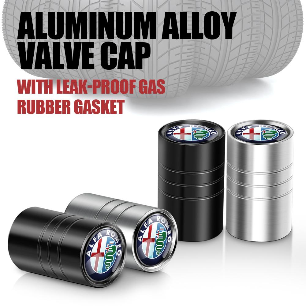 HNZCY1 4Pcs Car Valve Cap Wheel Valves Dust Cover Tire Accessories Waterproof For Alfa Romeo Giulietta Giulia GT Mito Brera F1 Stelvio