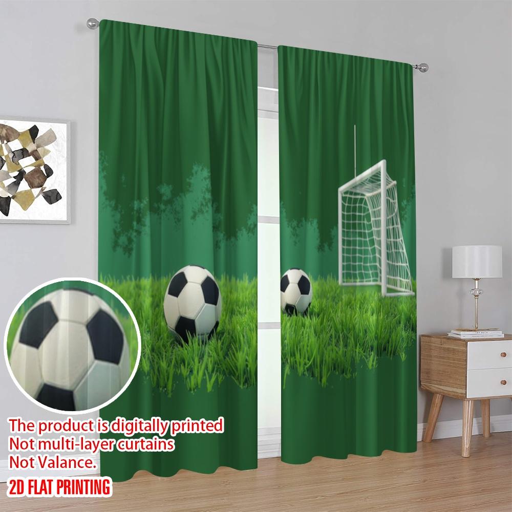 2pcs,2D plane printing Contemporary Curtains Goalbound Grass Durable Polyester (without rod) Gifts Ldeal for Living Room and