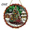 Decorative Lanyard Pendants 2D Flat Acrylic Christmas Tree Pendant with Lanyard, Lightweight Colorful Winter Snowscape Hanging Ornament for