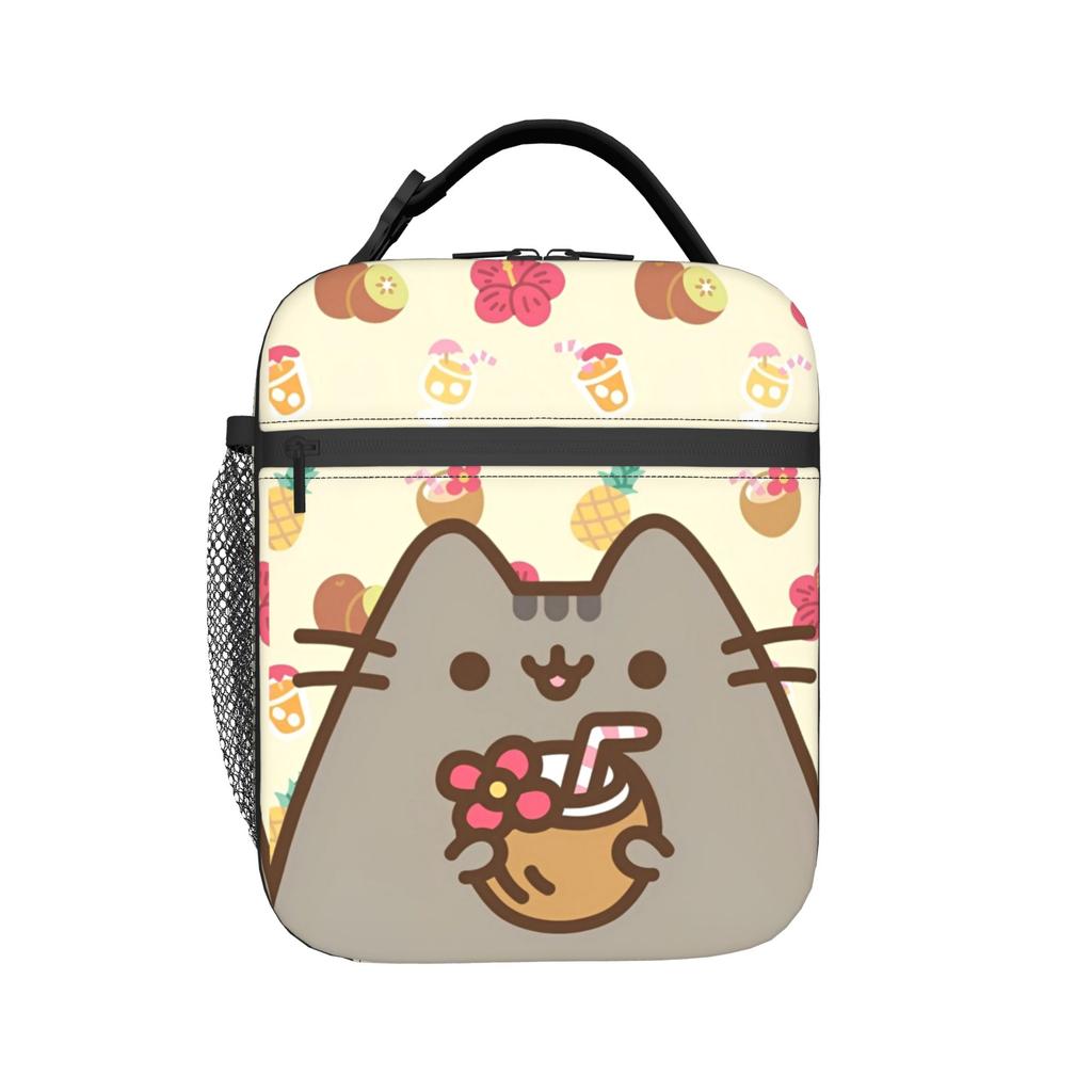 Funny Kawaii Insulated Lunch Bags Thermal Bag Reusable,Meal Container P-Pusheencats Portable Tote Lunch Box Bento Pouch School