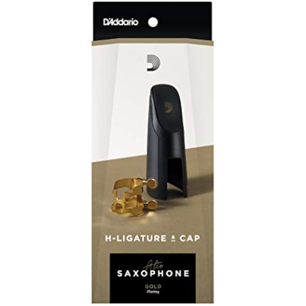 D Addario WoodWinds Daddario Лигатура и колпачок для альт-саксофона H-Ligature HAS1G Покрытие золотом [Купола...