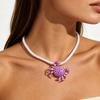 Colorful Enamel Crab Pendant Necklaces for Women Fashion Ocean Style Exaggerated Charm Choker Necklace Vacation Jewelry Gift