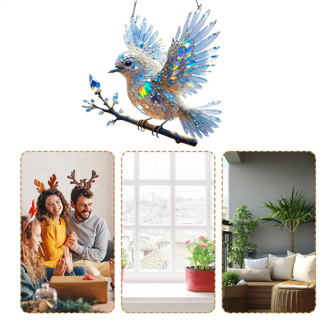 Bird Ornament Bird Decorations Hummingbird Decorative Sculptures 2D Acrylic Statues Sun Catcher for Home Living Shelf Room
