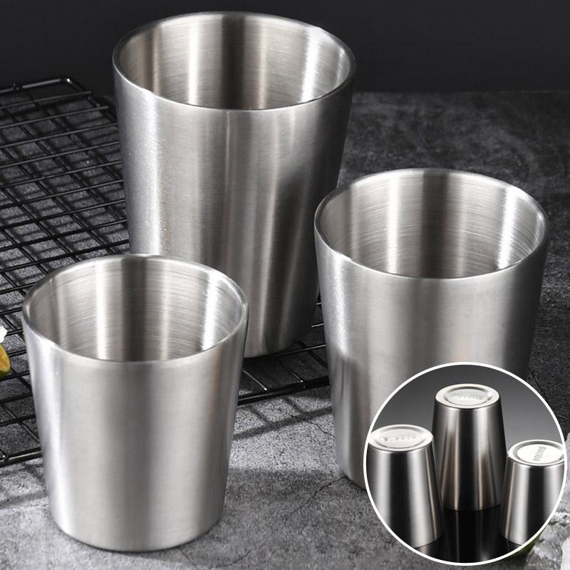 304 Dickwandiger Doppelwandiger Edelstahl-Bierkrug für Tee Kaffeetasse Trinkgeschirr Heißwasserbecher Reisebecherset Tragbares Trinkgeschirr