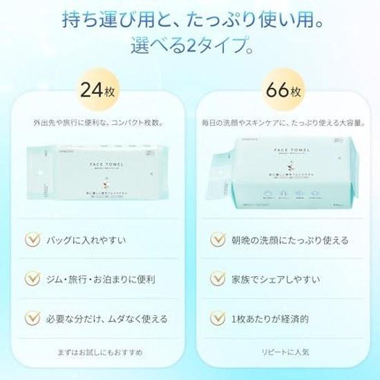 Cleansing Towel Extra Thick 24 Sheets 3 Packs Travel Use Face Disposable Facial Sensitive Skin Roughness Countermeasure Washing Wiping Sheet Makeup
