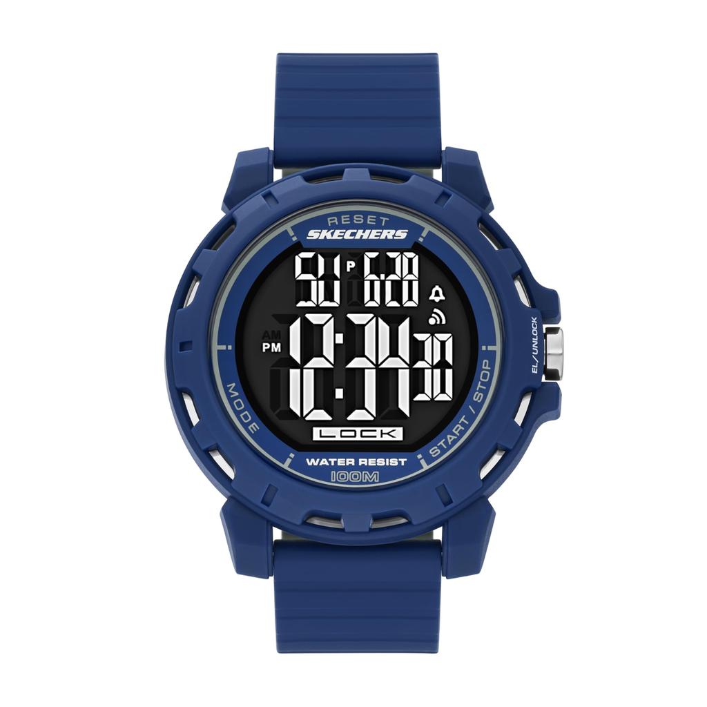 Skechers Newkirk SR5252 Men's Digital Watch Blue Silicone Band 51mm Case 100m Water Resistant Sports Wristwatch