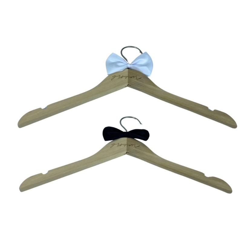 Elegant Wedding Garment Hanger Wood Frame Clothes Hanger MultiFunctional Hook For Bridal Shower Bride Grooms Use 2PCS
