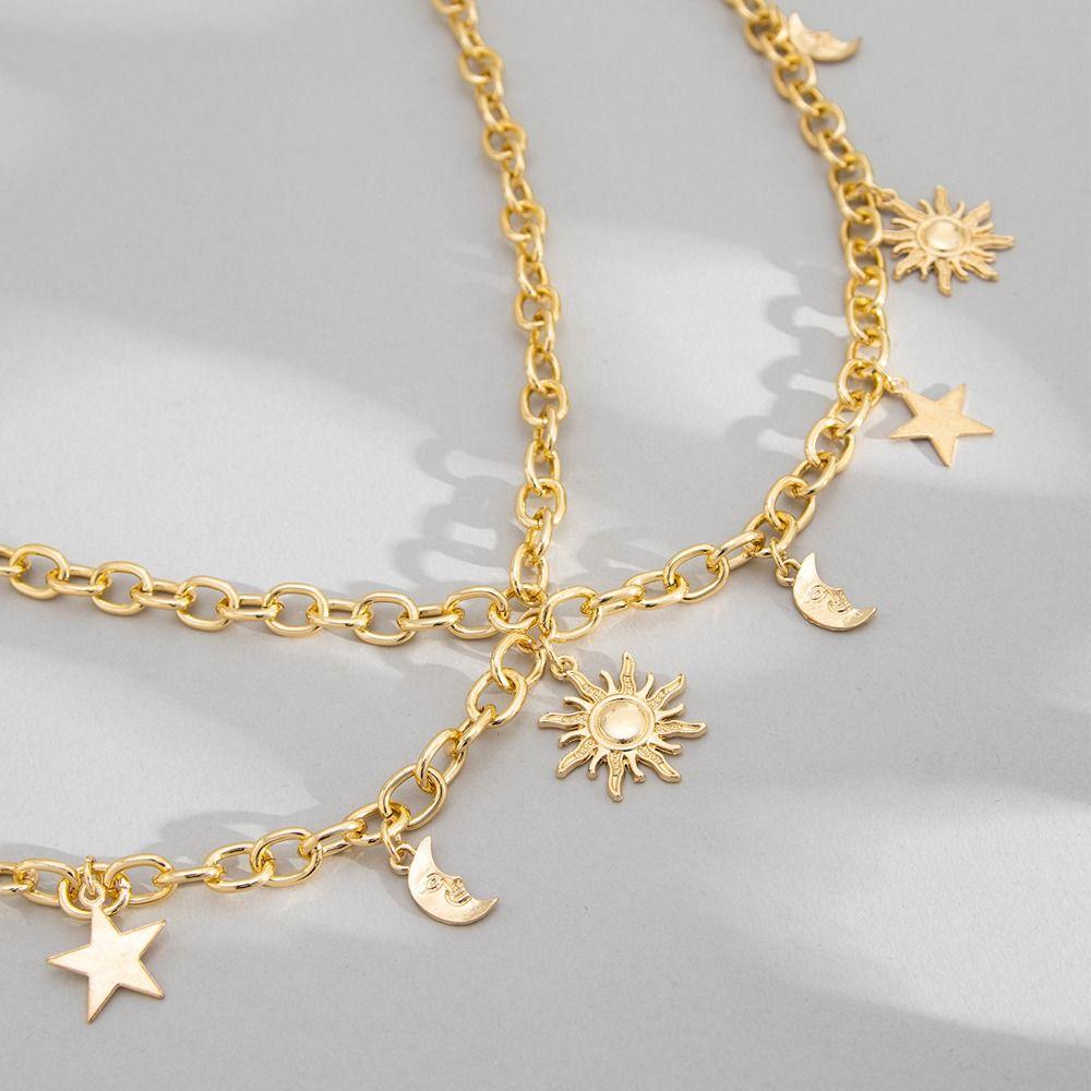 Retro Double-deck Chain Belt Vintage Alloy Waistband All-match Dress Cummerbands  For Women