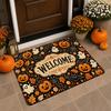 Vintage Ghost Pumpkin Trick or Treat Halloween Art Floor Mat Soft Flannel Non Slip Absorbent Entryway Bathroom Bedroom Garage