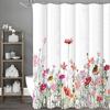 Flower Shower Curtain, Pink Flower, Solid Color Background with Hooks, Bathtub Shower Curtain, Waterproof Shower Curtain