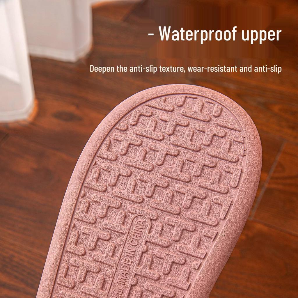 Waterproof Leather-Cotton Slippers, Non-Slip Closed Heel for Indoors