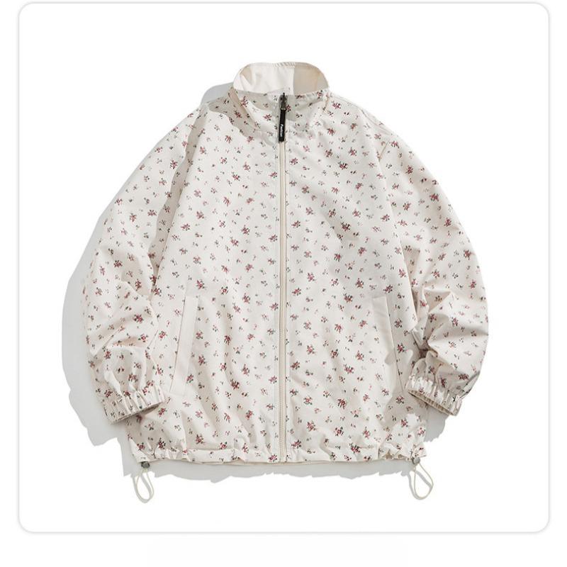 Double-sided Jacket Trend Men's Autumn New Double-sided Wear Small Floral Casual Japanese Hong Kong Style Jacket Trend