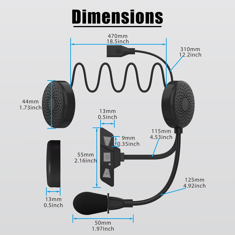 Kebidumei Bluetooth 5.2 Motorcycle Helmet Headset Wireless Handsfree Stereo Music Player Noise Reduction Moto Earphone With Mic