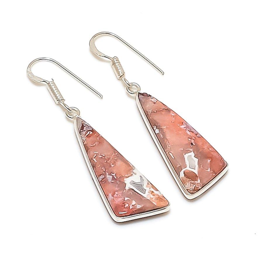 Natural Laguna Lace Agate 925 Sterling Silver Jewelry Earring 1.85  AE-12136