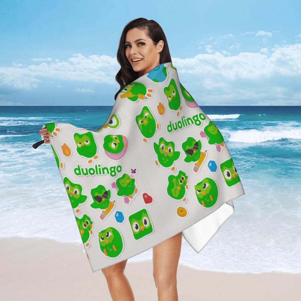 Asciugamano da Spiaggia Gufo Duolingo Duo Morbida Microfibra Asciugatura Rapida Assorbente Asciugamani Veloci Per Bagno