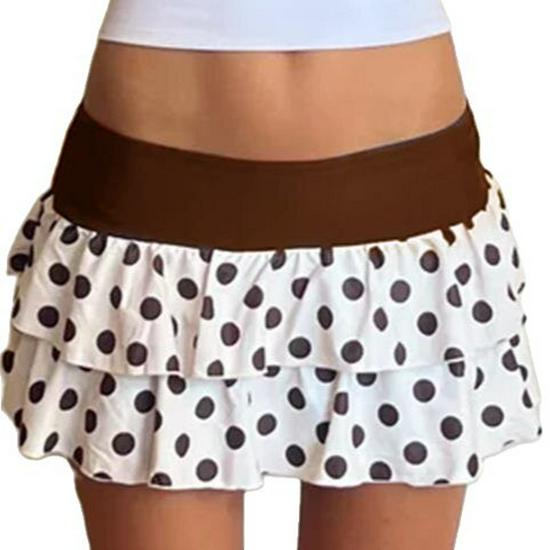 Элегантная плиссированная юбка А-силуэта в горошек 2025 - Женские осенние мини и многослойные миди модели Small