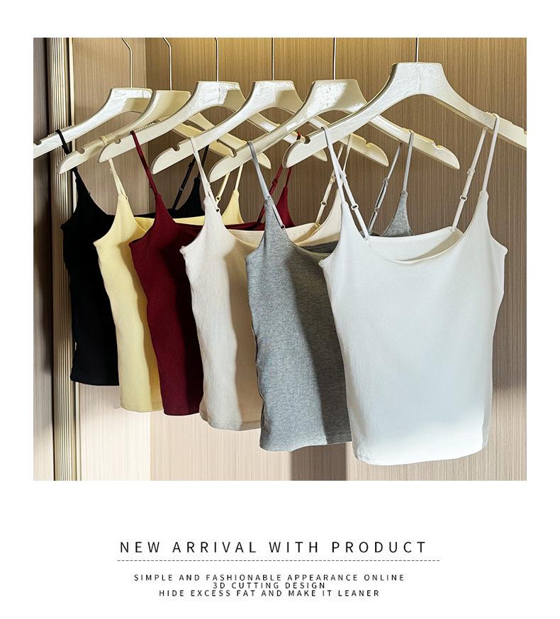 Elegant Lace Viscose Camisole: Sexy All-match Slim-fit Bustier with Chest Pad and Beautiful Back