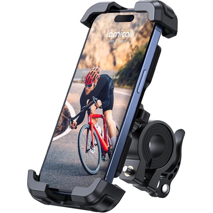 

Lamicall Bike Phone Mount Holder - Motorcycle Phone Mount, Adjustable Cell Phone Holder Gifts, E-Bike Bicycle Scooter Handlebar Cradle Clip for чорний
