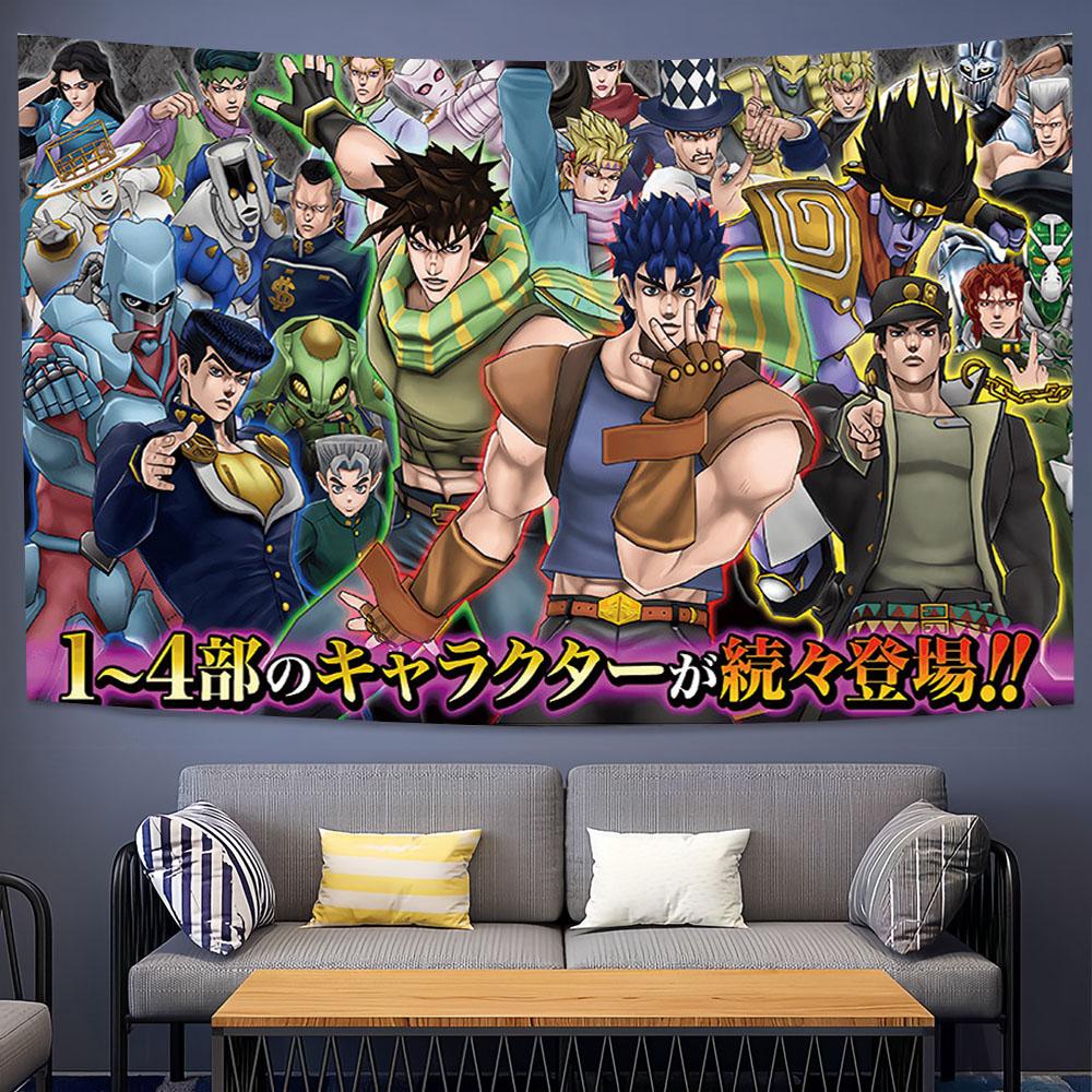 JoJos BBizarre AAdventure Anime Theme Tapestry Anime Hippie Wall Hanging Aesthetic Wall Decor for Dorm Bedroom