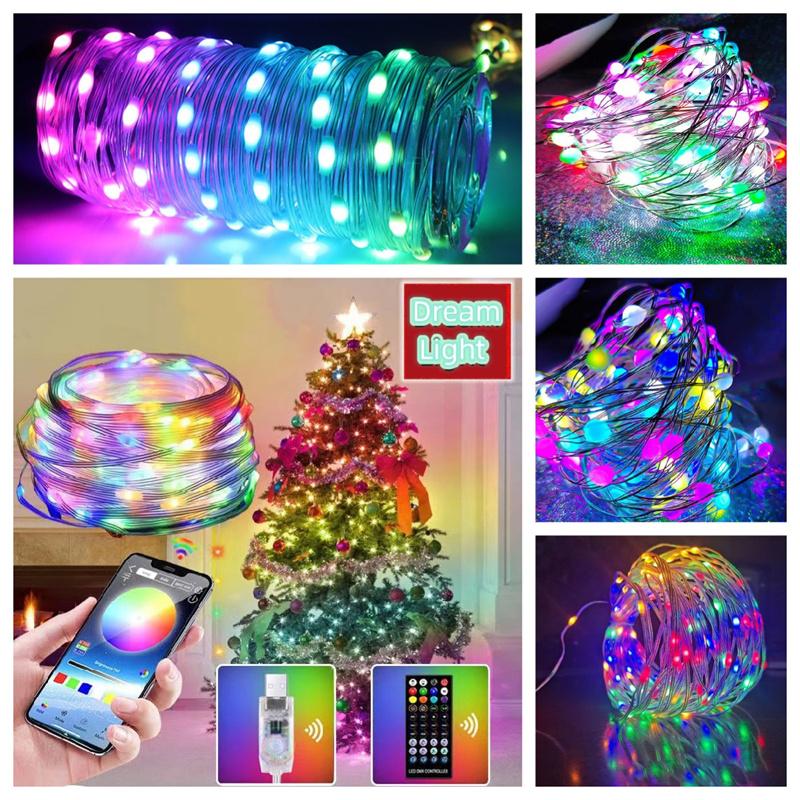 Led Fairy String Light Remote Bluetooth Usb Smart Garland Lamp Festoon ...