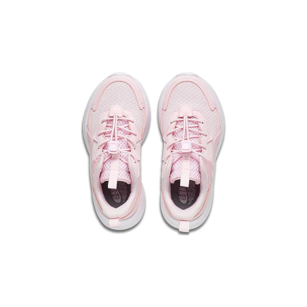 Li Ning Kids Round Toe Hook And Loop Wear-Resistant Shock Absorbing Low-Top Running Shoes Kids sneaker Pink White YKNT090-6