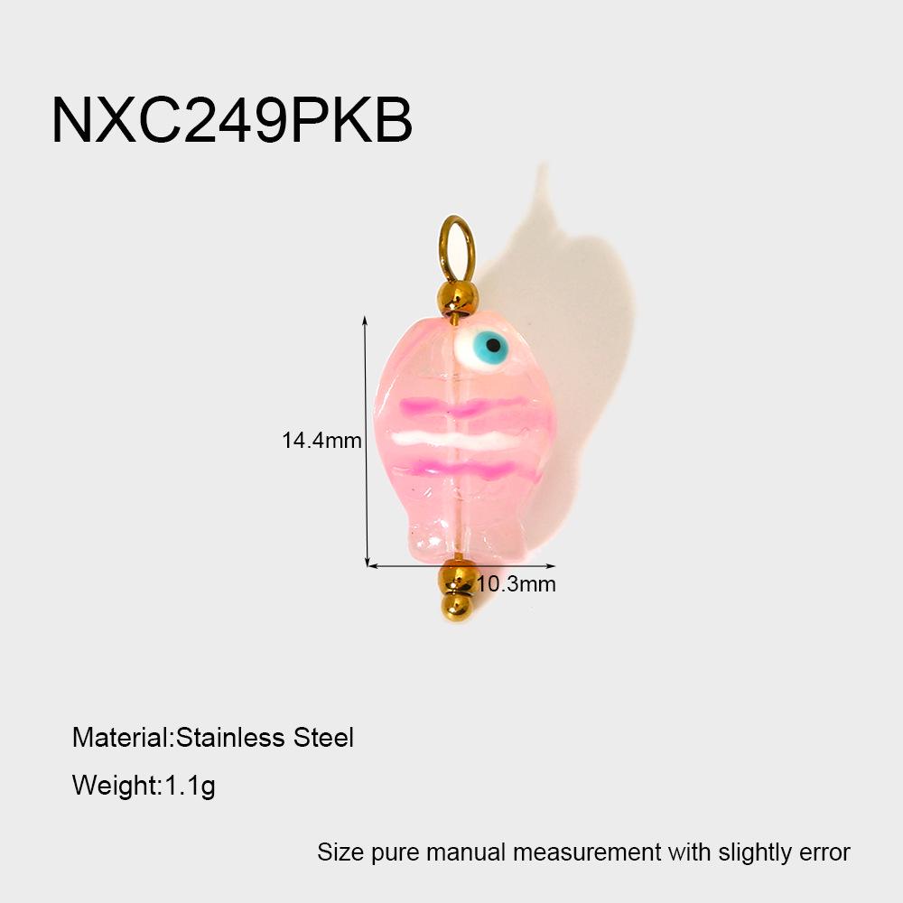 

INS Dopamine Heart & Fish Pendant: Hand-painted Glazed Epoxy on Gold-plated Stainless Steel DIY Accessories.