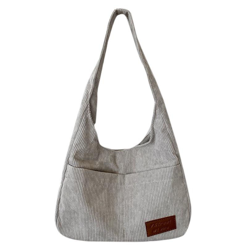 

Простая однотонная тканевая сумка Новая модная универсальная литературная сумка под мышкой Большая вместимость многоотделентная повседневная сумка серый