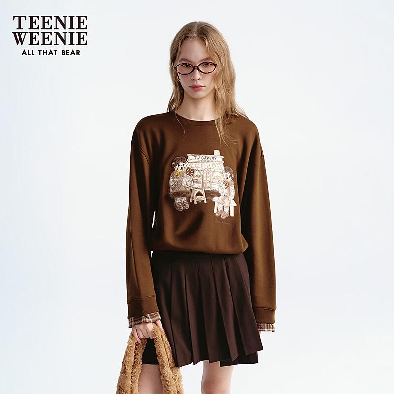 Teenie Weenie Women's Preppy Style Faux Two-Piece Plaid Sweatshirt