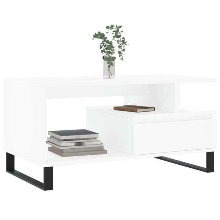 VidaXL Table basse Blanc 90x49x45 cm Bois d'ingénierie 831028
