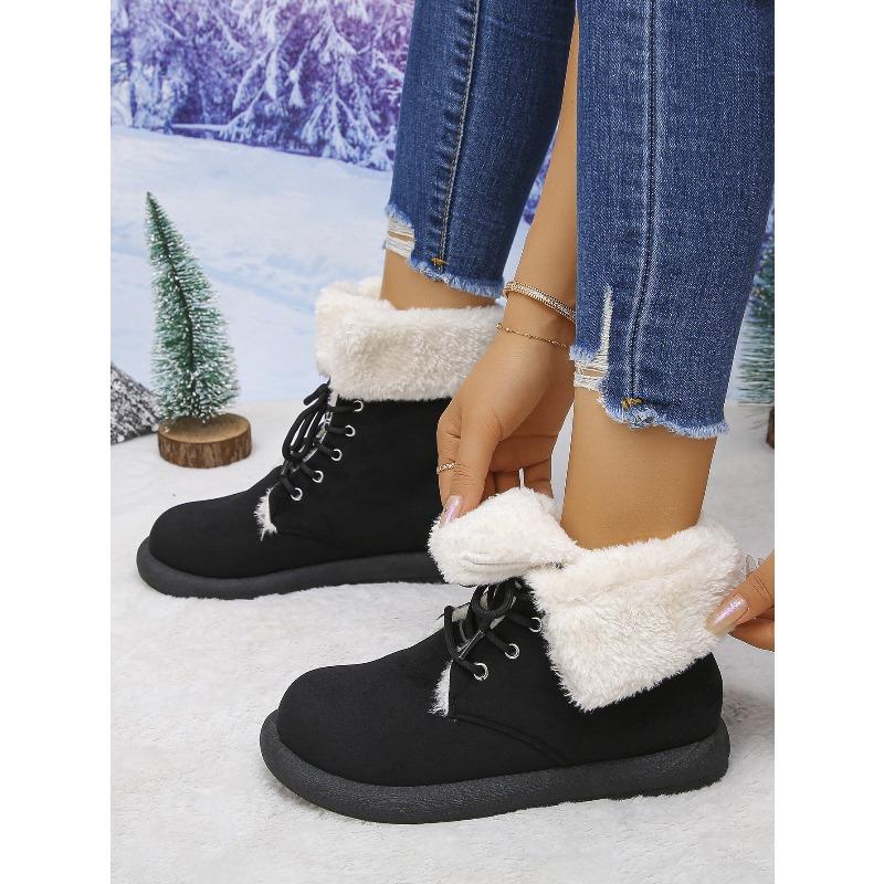 Winter New Block Heel Snow Boots Warm Fleece Lined
