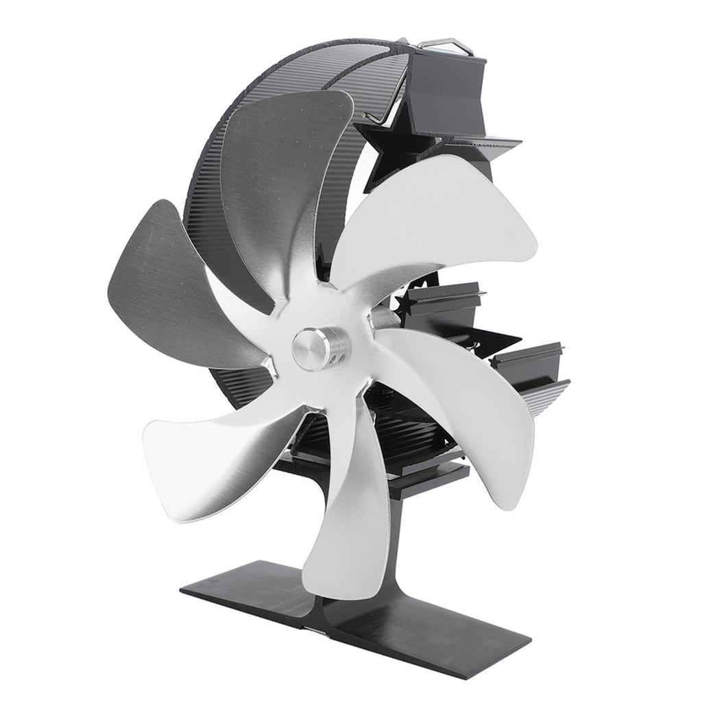 Ofenventilator 6 Flügel Kaminventilator Wärmegetrieben Schnelle Windzirkulation Halbmondmuster Thermoelektrisch