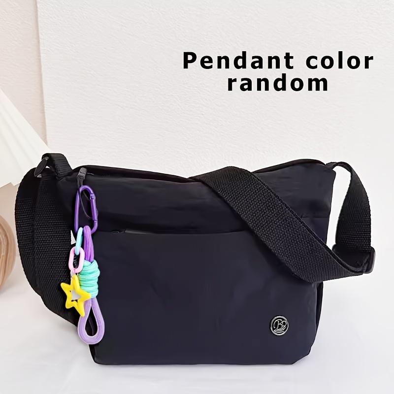 WTEMPO Ultralichte Stoffen Meerdere Zakken Crossbody Tas voor Dames, Effen Kleur Nylon Mode Kleine Crossbody Tas Met Lucky Star Hanger black