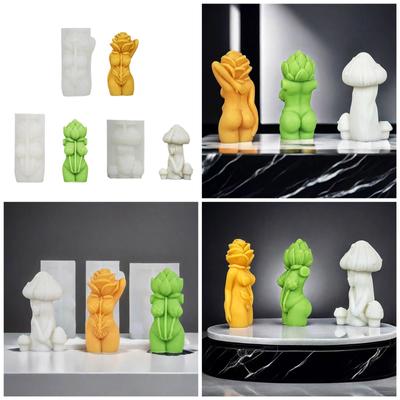 Human Body Candle Molds Rose Mushroom Body Silicone Mould Plaster Molds Handmade Scented Candle Molds Ornament Molds