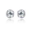 S925 Sterling Silver Amethyst Round Four-Claw Crystal Stud Earrings
