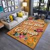 Floral Motivational Carpet with "Grow Through What You Go Through" Design Suitable for Use As an Anti-slip for Living Room Bedroom Sofas