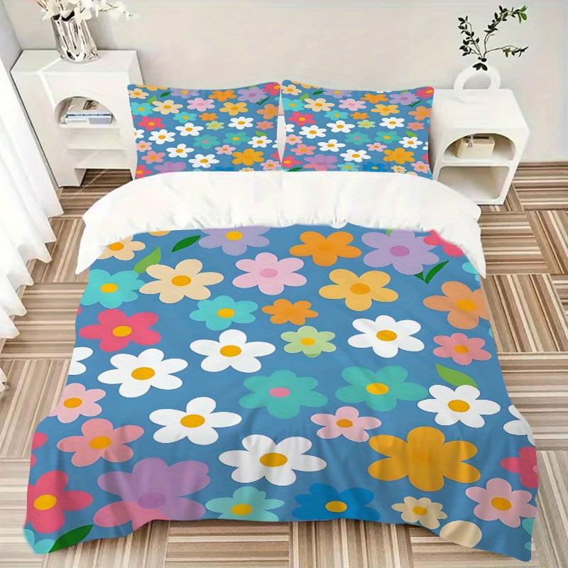 3Pcs Floral Pattern Printed Bedding Set, Breathable And Soft, Machine Washable, Christmas Gift, Suitable for Bedroom Decoration, 15187